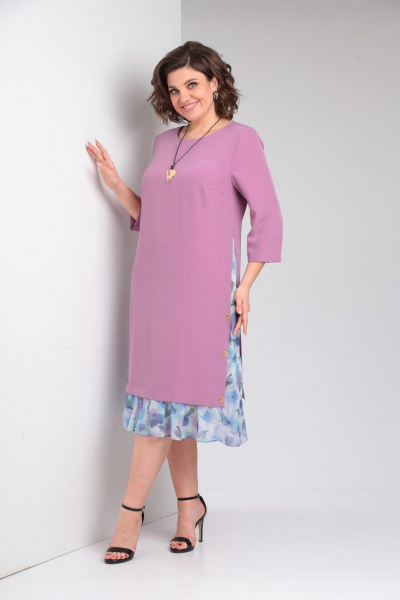 Платье Милора-стиль 758 розовый+голубой - фото 1