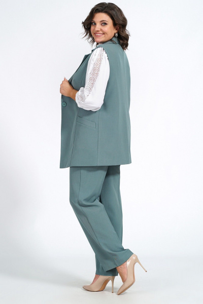 Блуза, брюки, жилет Пинск-Стиль 124 бирюза - фото 5