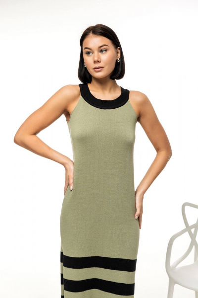 Платье Romgil РВ0041-ХЛ4 серо-зеленый,черный - фото 3
