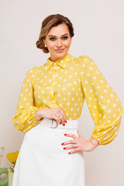 Блуза, юбка Мода Юрс 2846 желтый_молочный - фото 2
