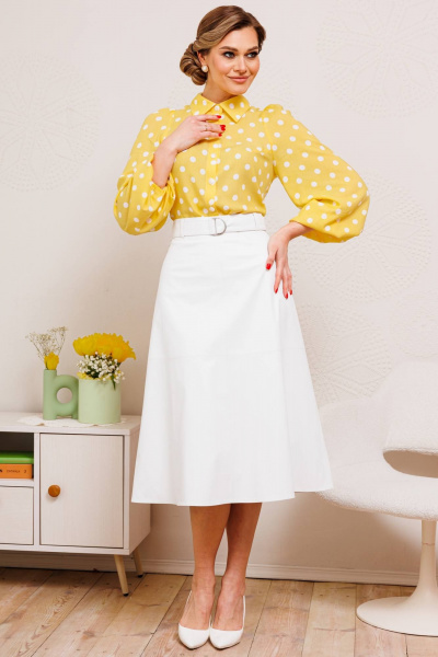 Блуза, юбка Мода Юрс 2846 желтый_молочный - фото 1