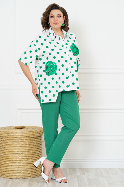 Блуза, брюки Alani Collection 2123 зеленый_горох - фото 11