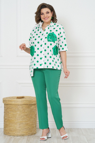 Блуза, брюки Alani Collection 2123 зеленый_горох - фото 5