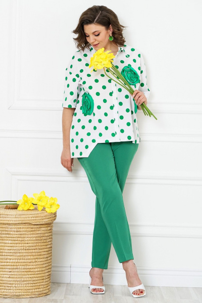 Блуза, брюки Alani Collection 2123 зеленый_горох - фото 1