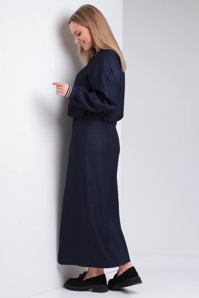Бомбер, юбка Viola Style 2719 темно-синий - фото 5