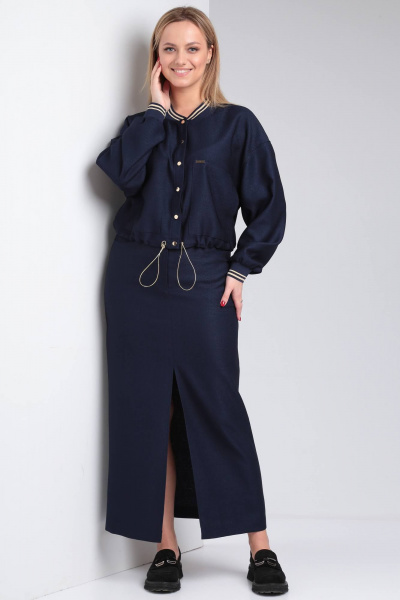 Бомбер, юбка Viola Style 2719 темно-синий - фото 1