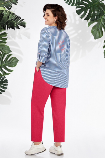 Блуза, брюки БагираАнТа 946 голубой+красный - фото 3