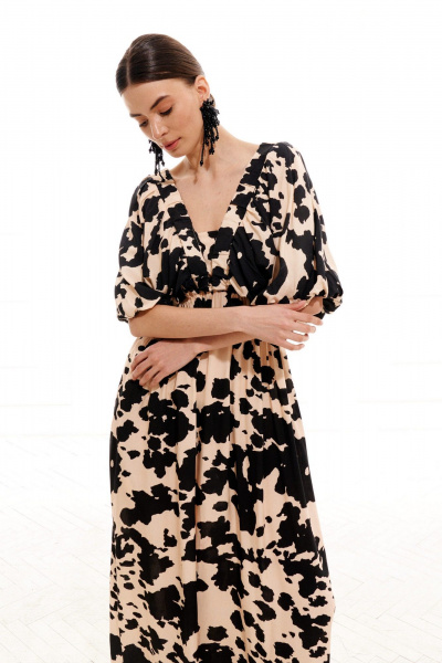 Платье ELLETTO LIFE 1010 бежево-черный - фото 19