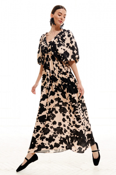 Платье ELLETTO LIFE 1010 бежево-черный - фото 18