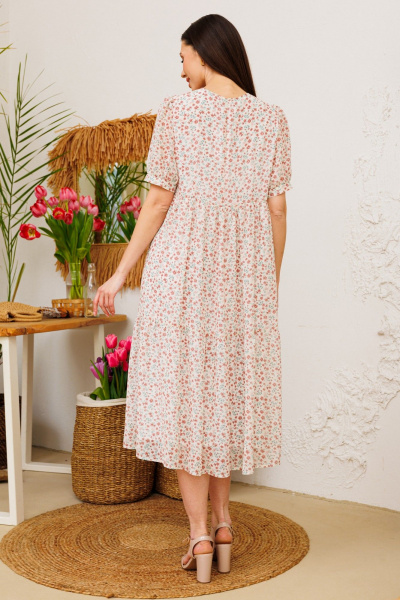 Платье Ларс Стиль 896/1 бело-розовый - фото 3