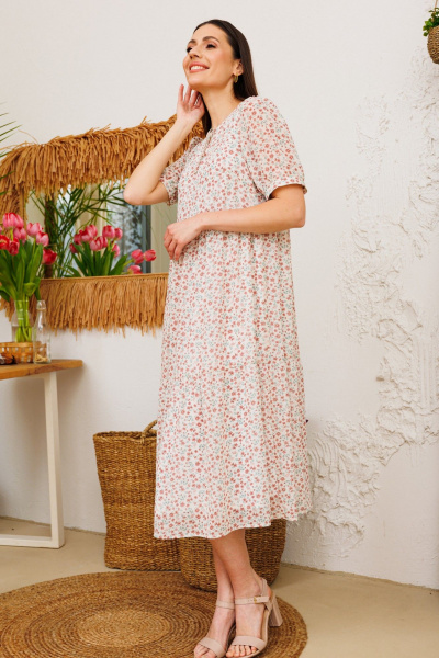 Платье Ларс Стиль 896/1 бело-розовый - фото 1