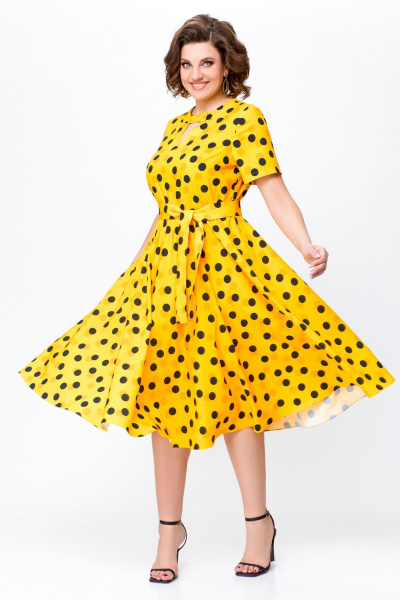 Платье Swallow 738 солнечно-желтый+горошек - фото 4