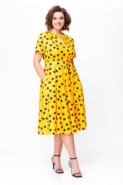 Платье Swallow 738 солнечно-желтый+горошек - фото 1