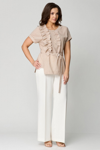 Блуза, брюки Мишель стиль 1191 бежево-молочный - фото 7