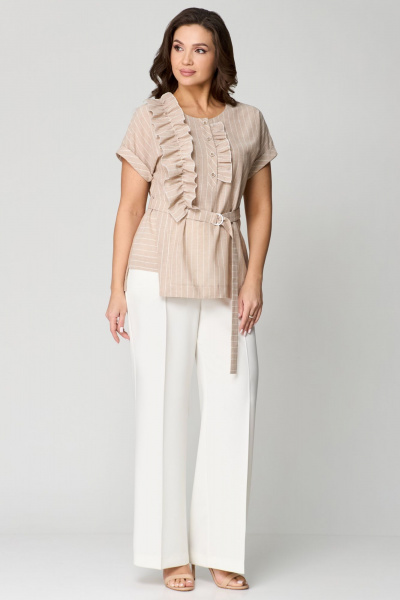 Блуза, брюки Мишель стиль 1191 бежево-молочный - фото 6