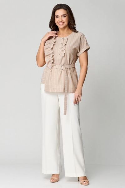 Блуза, брюки Мишель стиль 1191 бежево-молочный - фото 1