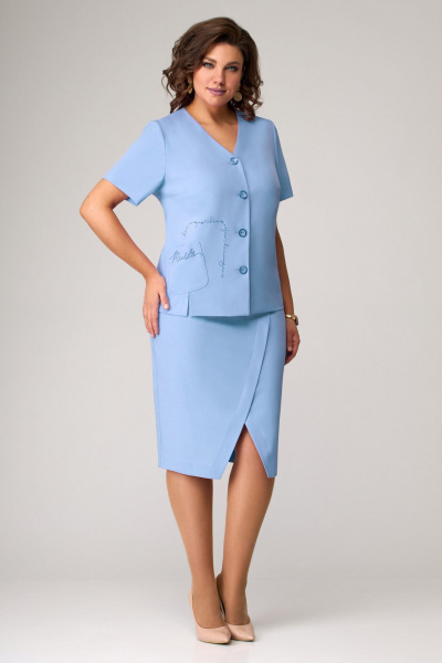 Жакет, юбка Мишель стиль 1057-1 голубой - фото 3