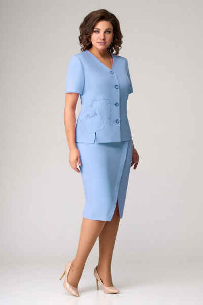 Жакет, юбка Мишель стиль 1057-1 голубой - фото 1