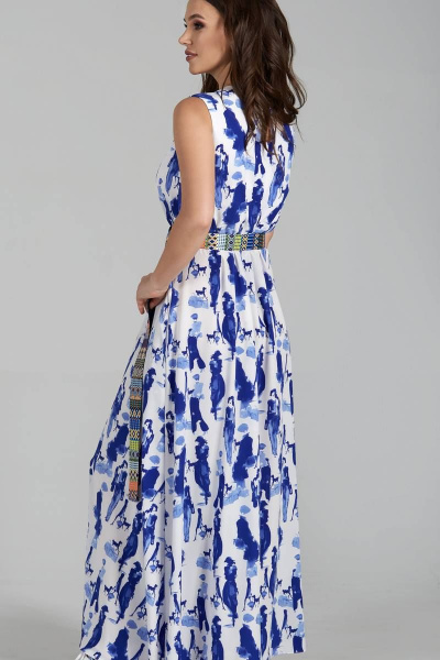 Платье Teffi Style L-1484 бело-синий - фото 3