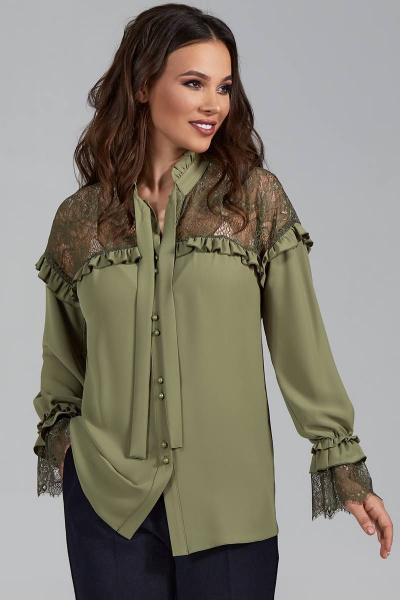 Блуза Teffi Style L-1473 олива - фото 1