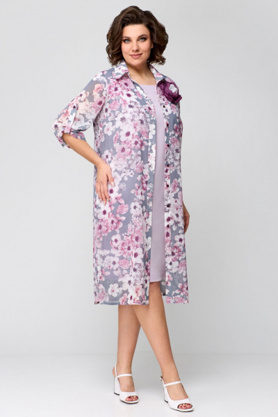 Кардиган, платье Мишель стиль 1188 розово-серый - фото 6