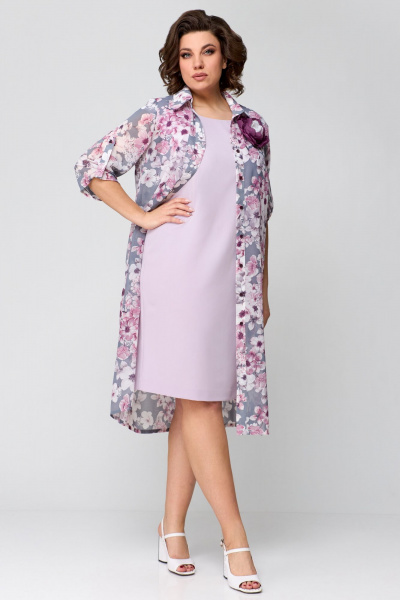 Кардиган, платье Мишель стиль 1188 розово-серый - фото 2