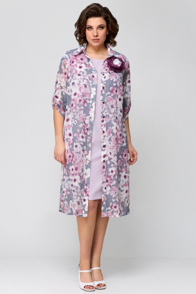 Кардиган, платье Мишель стиль 1188 розово-серый - фото 1