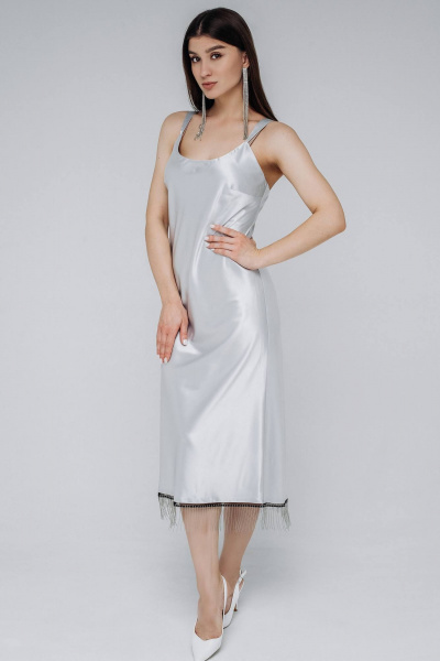 Платье Legend Style D-052 серебро - фото 1