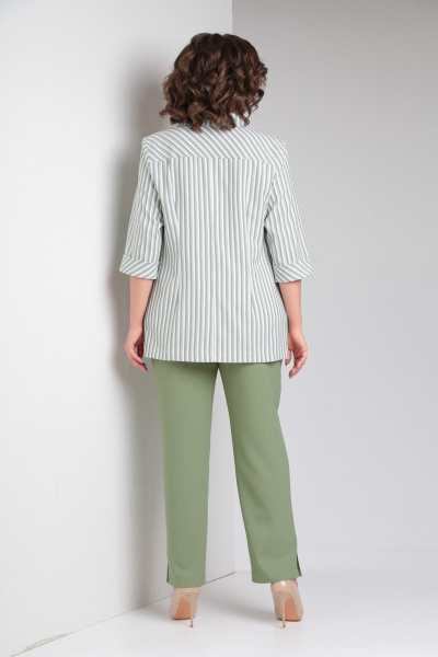 Блуза, брюки, жакет Tensi 374 зелёный+белый - фото 8