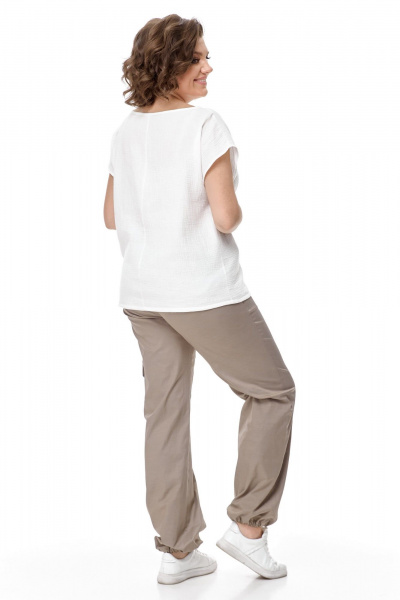 Блуза, брюки T&N 7510 белый/какао - фото 4