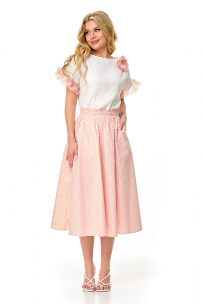 Блуза, юбка T&N 7512 белый_теплый/нежный_розовый - фото 6