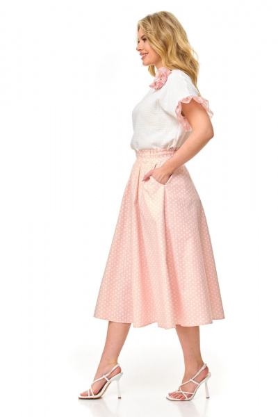 Блуза, юбка T&N 7512 белый_теплый/нежный_розовый - фото 5