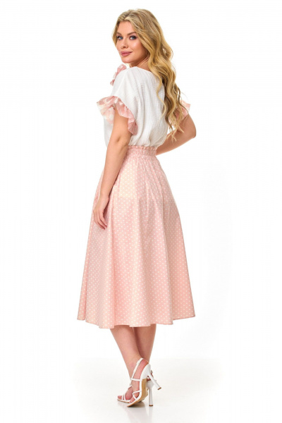 Блуза, юбка T&N 7512 белый_теплый/нежный_розовый - фото 4