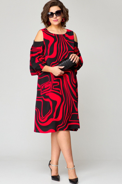 Платье EVA GRANT 7145 красный_принт - фото 2