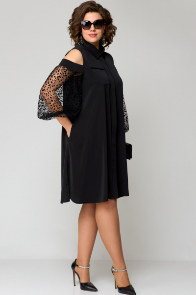 Платье EVA GRANT 7322 черный+кружево - фото 4