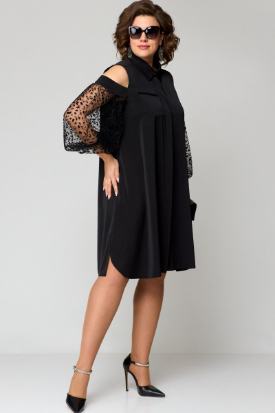 Платье EVA GRANT 7322 черный+кружево - фото 3