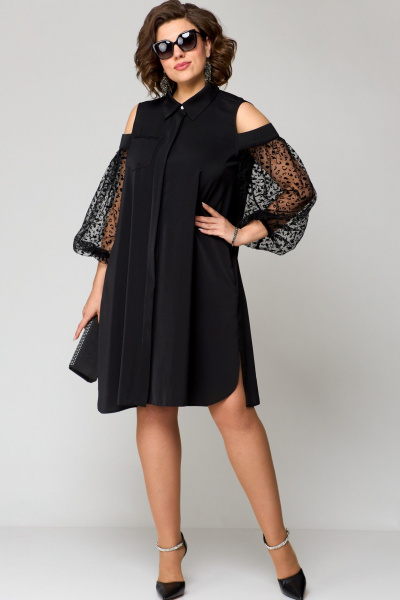Платье EVA GRANT 7322 черный+кружево - фото 1