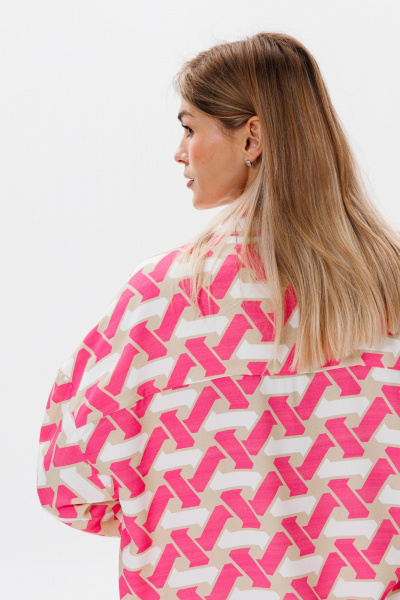 Рубашка, шорты FAMA F08-03GS розовый с белым и геометрическими фигурами - фото 12