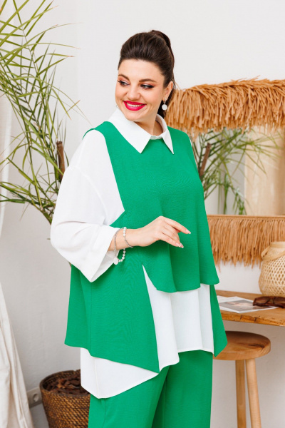Блуза, брюки, жилет Romanovich Style 3-2510 зеленый - фото 3