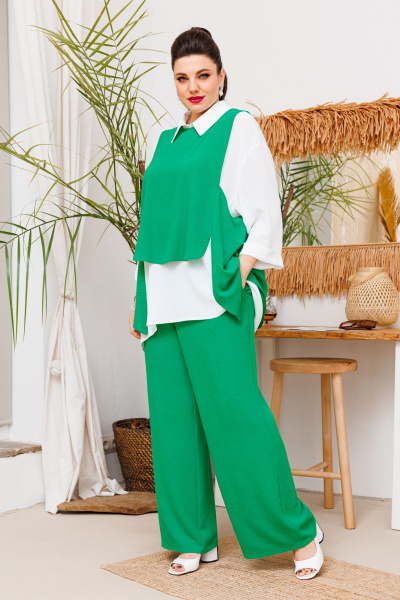 Блуза, брюки, жилет Romanovich Style 3-2510 зеленый - фото 2