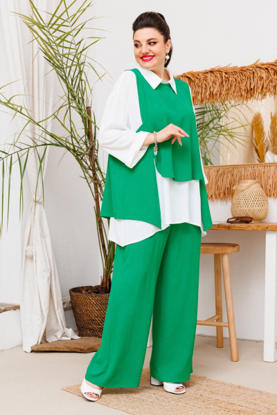 Блуза, брюки, жилет Romanovich Style 3-2510 зеленый - фото 1