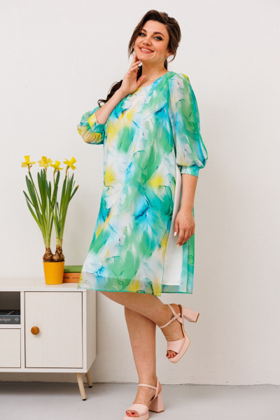 Платье Romanovich Style 1-2628 салат/жёлтый - фото 1
