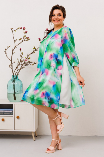 Платье Romanovich Style 1-2628 салат/розовый - фото 3