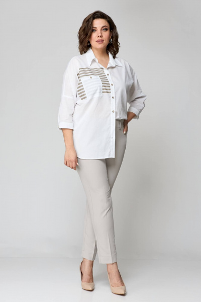 Блуза, брюки Solomeya Lux 931в белый+бежевый - фото 8