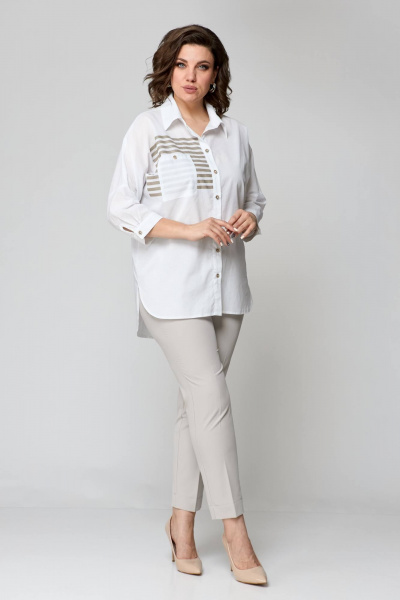 Блуза, брюки Solomeya Lux 931в белый+бежевый - фото 2