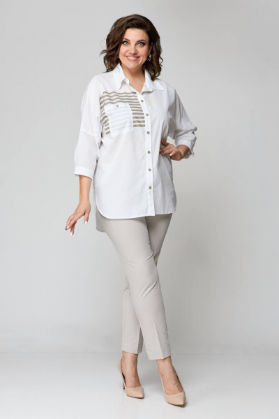 Блуза, брюки Solomeya Lux 931в белый+бежевый - фото 9