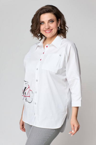 Блуза, брюки Solomeya Lux 931б белый+серый - фото 8