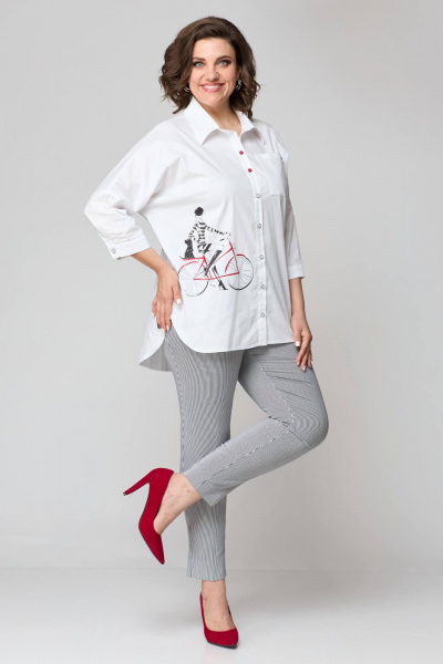 Блуза, брюки Solomeya Lux 931б белый+серый - фото 6