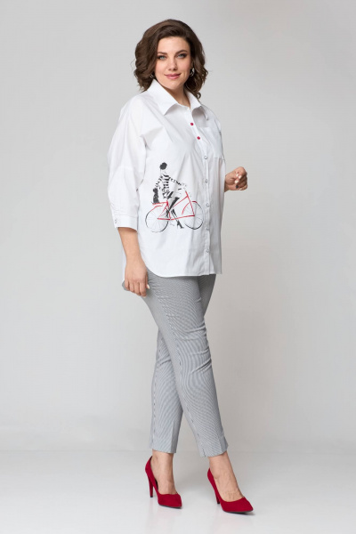 Блуза, брюки Solomeya Lux 931б белый+серый - фото 4