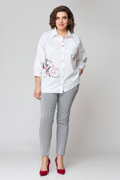 Блуза, брюки Solomeya Lux 931б белый+серый - фото 3